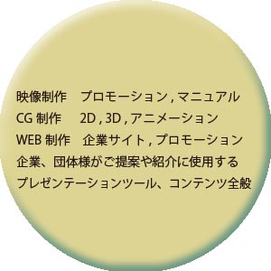 映像制作、プロモーション企画、CG制作、アニメーション制作、提案ツールなど